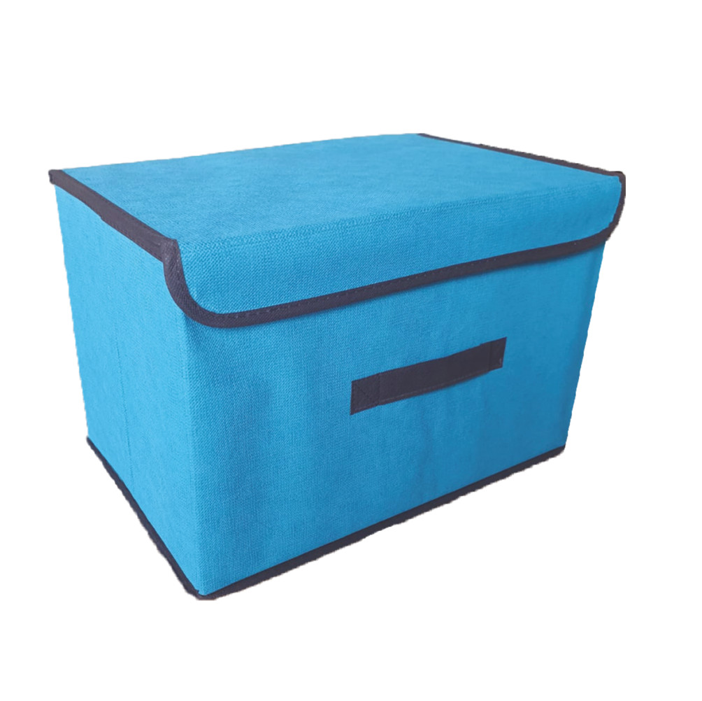 Короб для хранения вещей с крышкой голубой