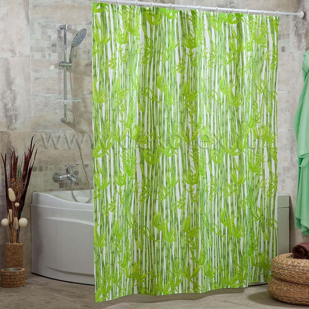 Штора для ванной комнаты полиэстер MIRANDA BAMBOOS 180х200 зеленый