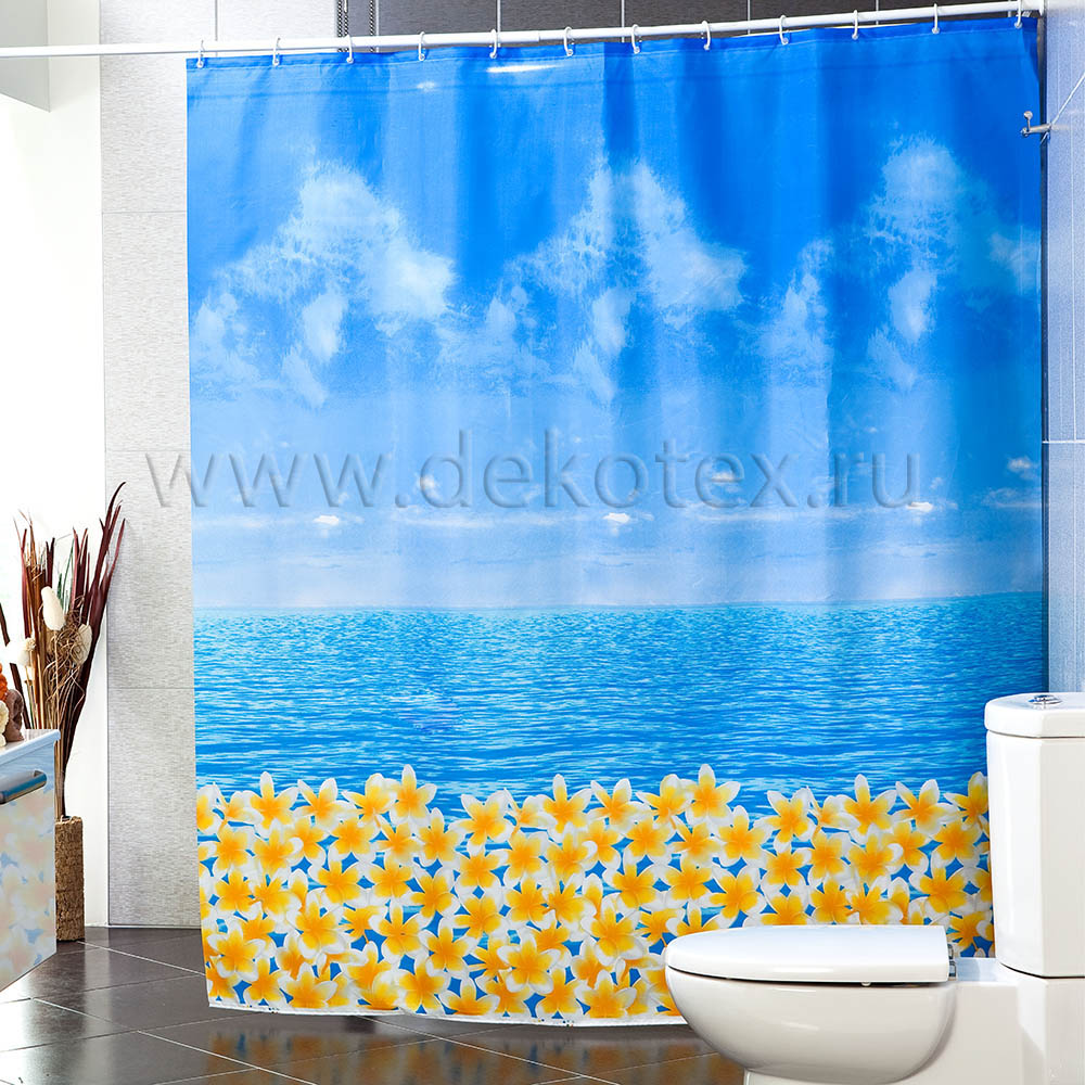 Штора для ванной комнаты полиэстер MIRANDA OCEAN FRESH голубой
